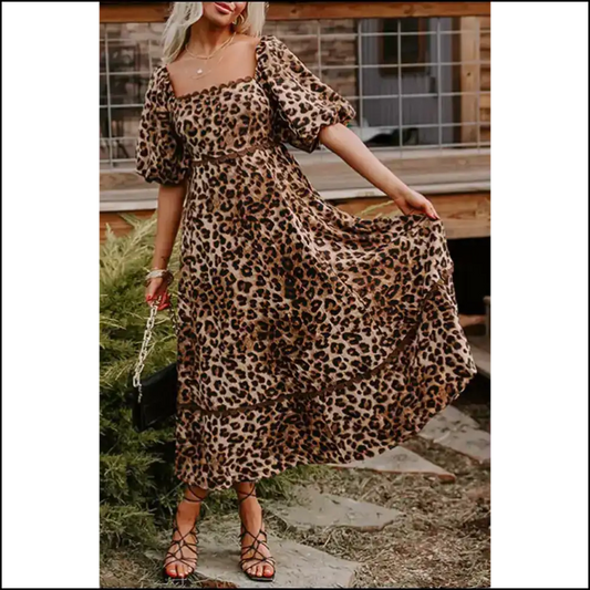 Brown Leopard Print Maxi Dress: so Fierce it Roars 🐆 / s Dresses