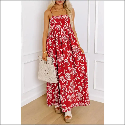 Needful Things: Red Floral Dress Prepare for Compliments 💃 / s Maxi Dresses