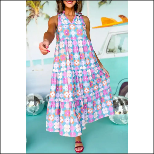 Sky Blue 60s Maxi Dress: Groovy Baby! 🌼 Peace out Pants! / s Dresses