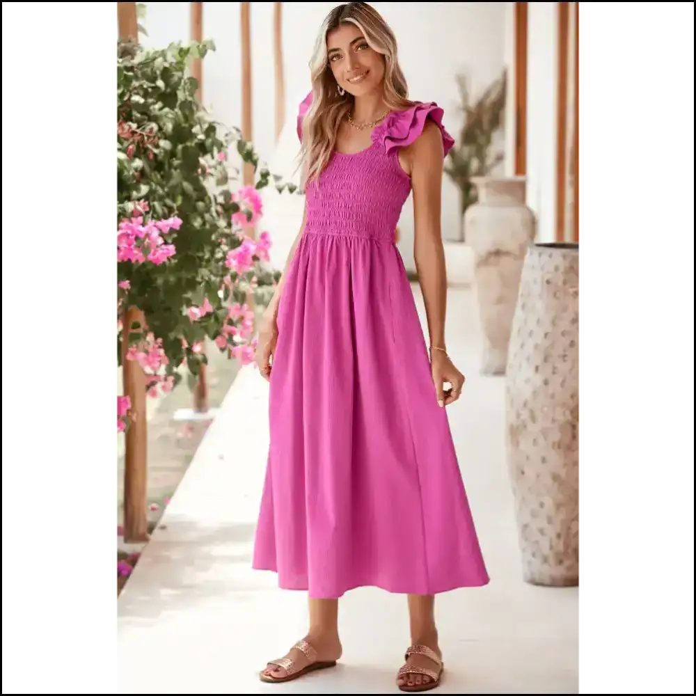 Rose Red Smocked Midi Dress: so Good It’s Almost Illegal 😈 Needful Things - Dresses