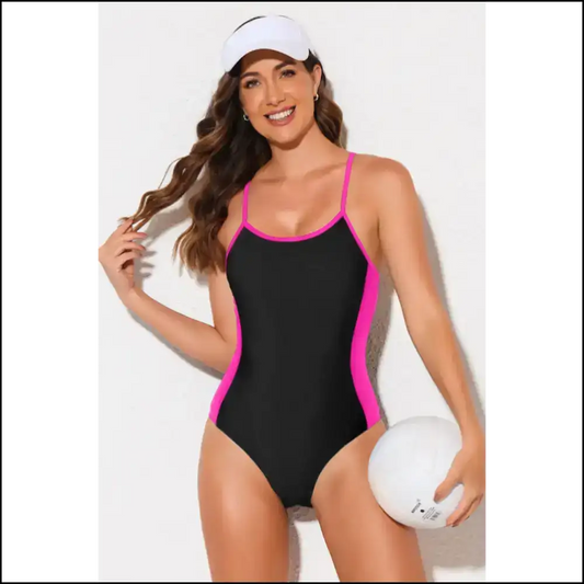 Dive Into Chic Contrast Spaghetti Strap Magic and Channel your Inner Siren - Hot Pink / 2xl - One-piece