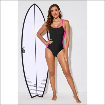Dive Into Chic Contrast Spaghetti Strap Magic and Channel your Inner Siren - One-piece