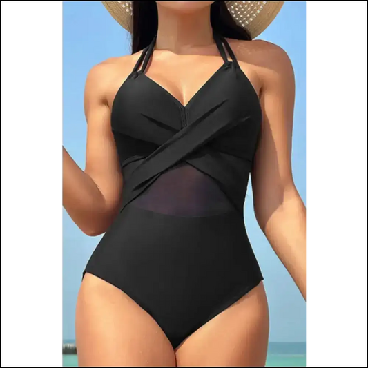 Dive Into Chic Crisscross Halter Neck Fun—confidence Meets Style! 🏖️✨ - Black / 2xl - One-piece
