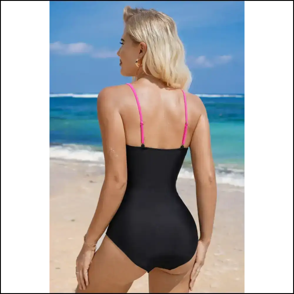 Sizzle in the Summer Sun: Chic Cutout Spaghetti Strap Swimsuit Fun! 🌞👙 - One-piece