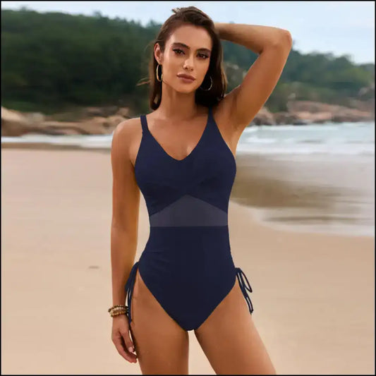 Dive Into Summer with our Chic Drawstring Ruched Magic! - Navy / Xl - One-piece