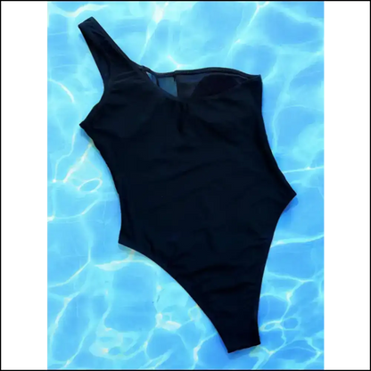 Chic One-shoulder Sleeveless One-piece Swimsuit - Black / m