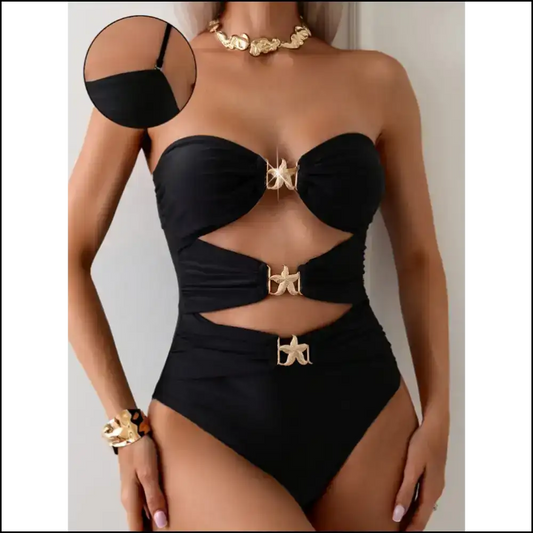 Dive Into Summer: Cutout Sweetheart Neck for Unapologetic Poolside Glory! 💦 Black / s one Piece