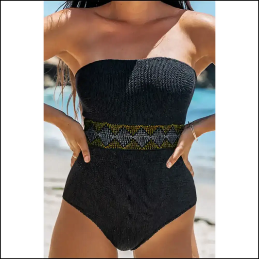 Geometric Tube Sleeveless: Making Pools Less Serious Since Forever 😎💦 - One-piece