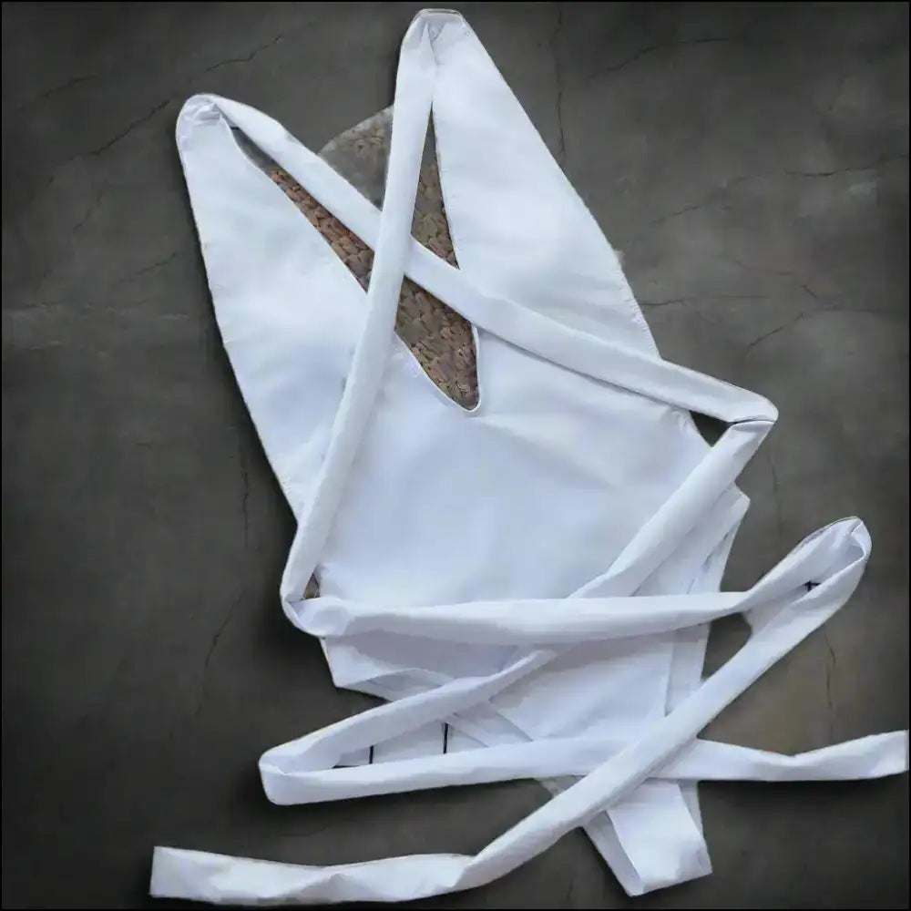 Halter Neck Deep v Tied One-piece Swimsuit - White / m