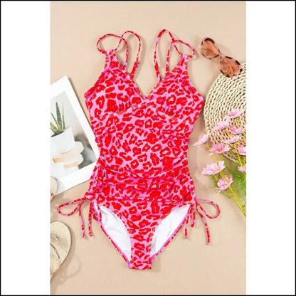 Leopard Cutout Ribbed Swimsuit: Make Waves and Question your Life Choices 🌊😆 - One-piece