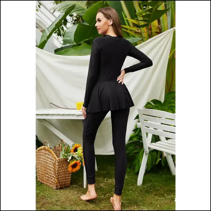 Surf’s Up in Style: Mock Neck Long Sleeve One-piece for Baywatch Dreams 🌊🩱 - One-piece