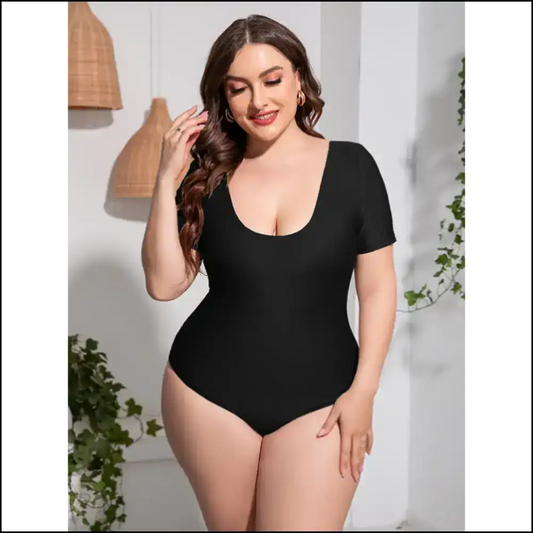 Make Waves in our Sassy Plus Size Scoop Neck 1-piece Swimsuit! 🌊💁‍♀️ - Black / 2xl - One-piece