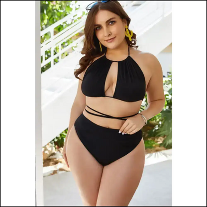 Beach Ready to Turn Heads: Rock the Cutout Tied Backless Bikini! 🏖️👙 - Black / 4xl - One-piece