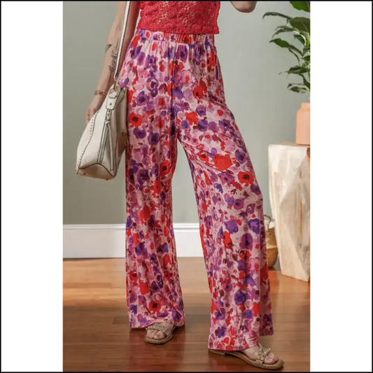 Purple Floral Wide Leg Pants: Needful Things’ Fab Prisons 💜🌸 - s - Pants