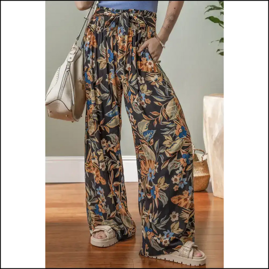 Vibrant Floral Pants: where Tie High Waist Meets Accidental Elegance 🌼 Needful Things - Multicolour / s - Pants