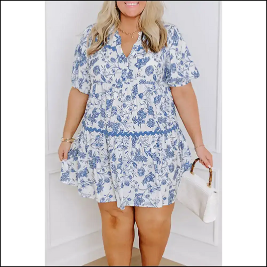 Sky Blue Floral Print Dress: Curves Confidence & a Little Sass from Needful Things 💙💐 - 1x - Plus Size Dresses