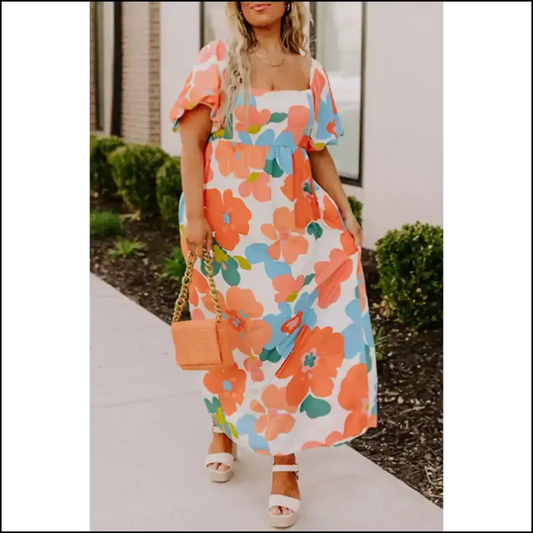Orange you Glad Found this Vibrant Floral Maxi Dress? 😉 Needful Things - 1x - Plus Size Dresses