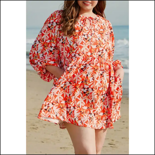 Orange Floral Midi Dress: Finally a Dress that Fits my Goddess Energy! 🌼 - 1x - Plus Size Dresses