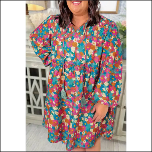 Sky Blue Floral Size Mini Dress: Cotton Candy Clouds! Needful Things ?️ - 1x - Plus Dresses