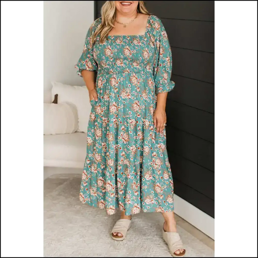 Vibrant Green Floral Print Maxi Dress: from Needful Things Stunning! 💚🌼 - 1x - Plus Size Dresses