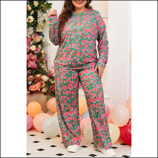 Needful Things: Curvy Leopard Loungewear Set? i Woke Up Like This! 🐆 Green / 1x Plus Size Matching Sets