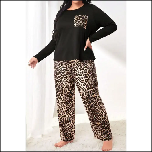 Roar Into Bed: Black Leopard Plus Size Pajama Set from Needful Things! 🐆🖤 / 1x Matching Sets