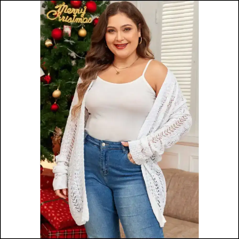 Chic White Plus Size Eyelet Knit Cardigan: your New Bff! Sweaters&cardigans