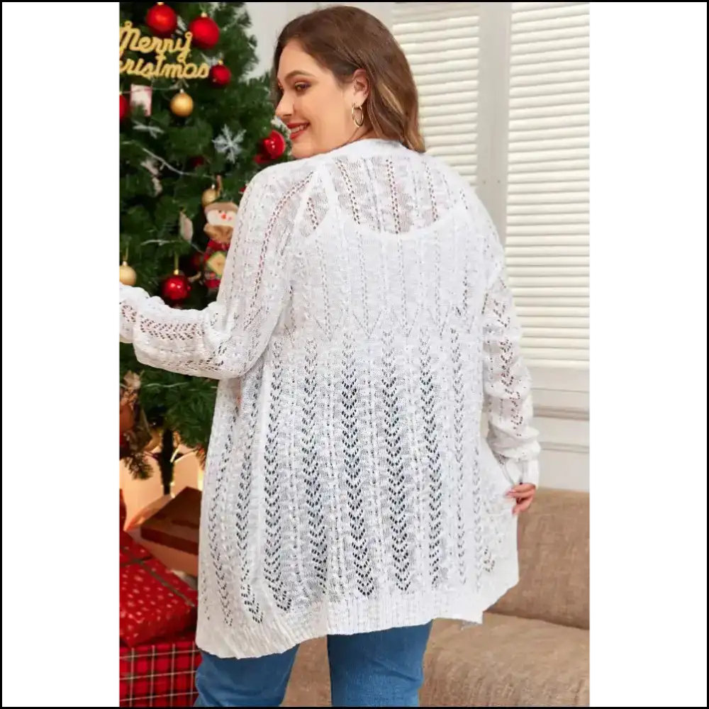 Chic White Plus Size Eyelet Knit Cardigan: your New Bff! Sweaters&cardigans