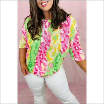 Leopard Color Block: Roar or Go Home Needful Things! 🐆 - Multicolour / 1x - Plus Size Tops