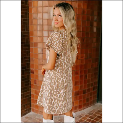 Khaki Abstract Print Dress: Gone Wild at Needful Things 😜 Short Dresses