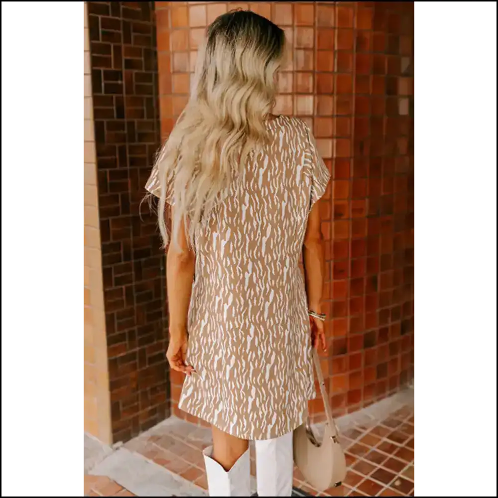 Khaki Abstract Print Dress: Gone Wild at Needful Things 😜 Short Dresses