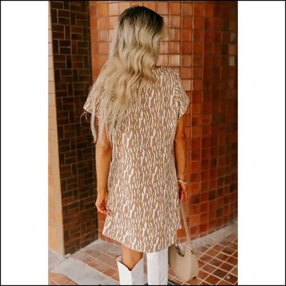 Khaki Abstract Print Dress: Gone Wild at Needful Things 😜 Short Dresses