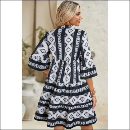 Black Abstract Print Boho Dress: Dress Like you Own the Place 😈 Needful Things Short Dresses