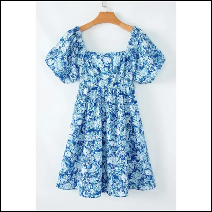 Blue Floral Puff Dress: Less Sad More Rad 💙🌼 Needful Things - Short Dresses