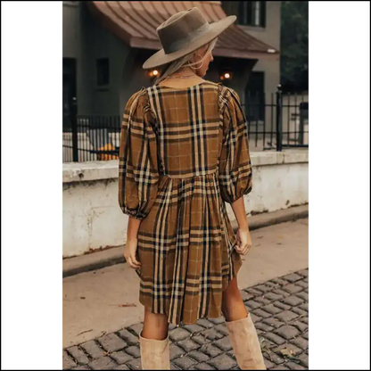 Brown Plaid Empire Dress: so You’ll Say! 😜 Needful Things Short Dresses