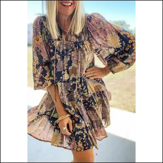 Purple Boho Floral Print: Dress so Good It’s Almost Illegal 😈 / s Short Dresses