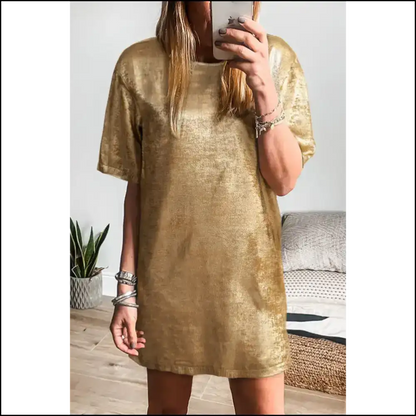 Needful Things: Gold Metallic Luster Dress - Warning: May Cause Staring 🤩 - s - Short Dresses