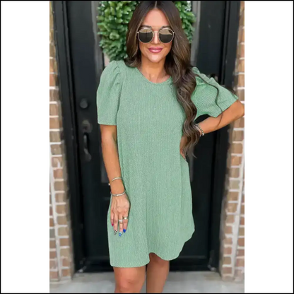 Mint Green Mini Dress: Dangerously Adorable Puff Sleeve Dress Short Dresses