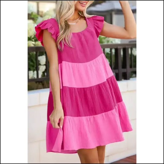 Pink Crinkled Colorblock Mini Dress: Fabulousness (😂 Needful Things / s Short Dresses