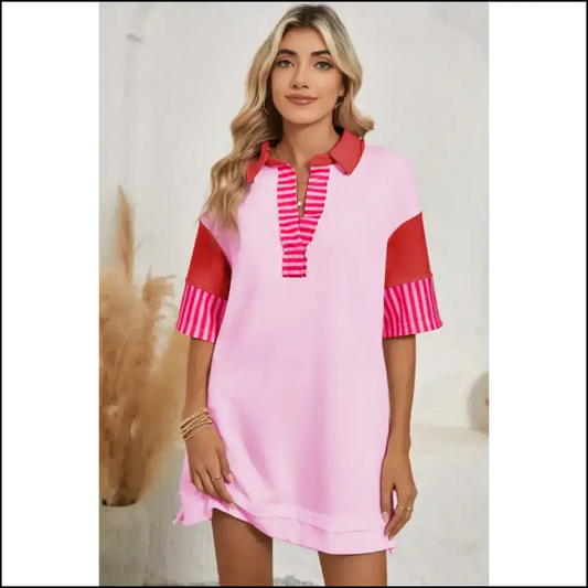 Pink Stripe Mini Dress: Preppy and Ready to Party 🥳 / s Short Dresses