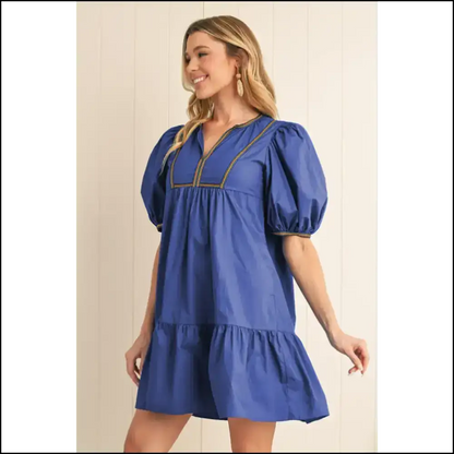 Bluing V-neck Pleated Mini Dress: Dress Like a Goddess! Short Dresses