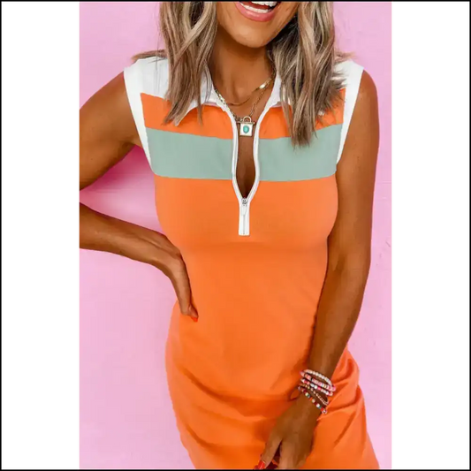 Russet Orange Quarter Zip Mini Dress: Slay Brunch Later 💅 Needful Things / s Short Dresses