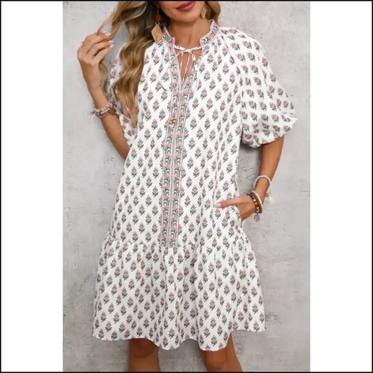Pink Floral Boho Dress: Curves & Cute Needful Things! 🌸💀 / s Short Dresses
