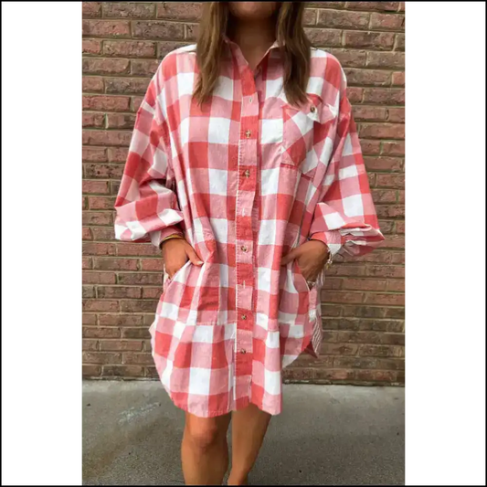 Pink Plaid Oversized Raw Hem Dress: so Cute it Hurts 💖 Needful Things / s Short Dresses