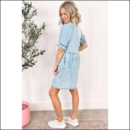 Ruffled Denim Dress: Grey Ready to Slay 😈 Short Dresses