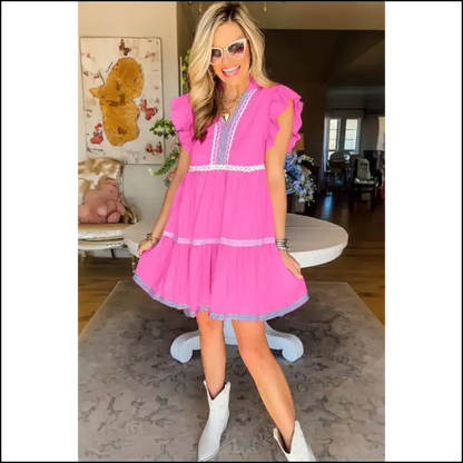 Strawberry Pink Flutter Sleeve Dress: so Fetch! 🍓 Needful Things Approved Short Dresses