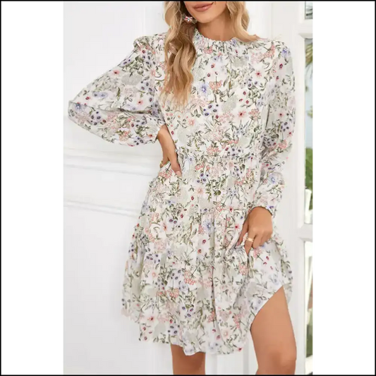 Vibrant Green Floral Dress: Twirl Into Trouble 😈 Needful Things / s Short Dresses