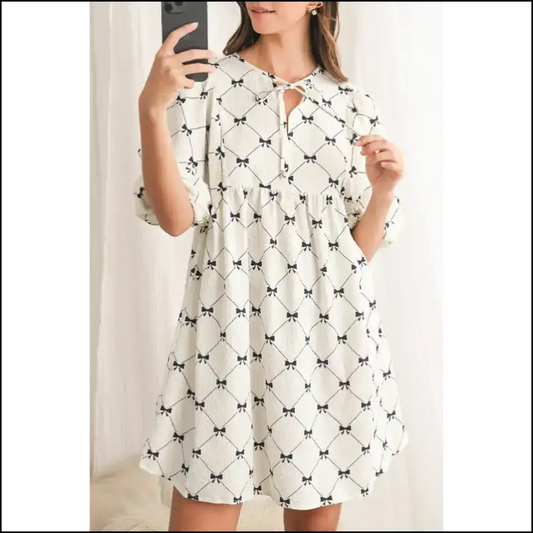 Chic White Bow Dress: Broke but Boujee 🎀 Needful Things / s Short Dresses