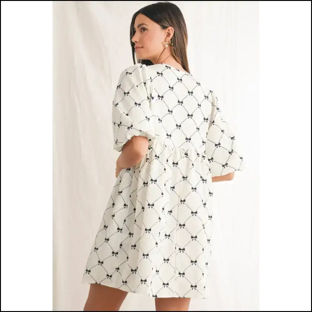 Chic White Bow Dress: Broke but Boujee 🎀 Needful Things Short Dresses