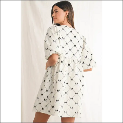 Chic White Bow Dress: Broke but Boujee 🎀 Needful Things Short Dresses